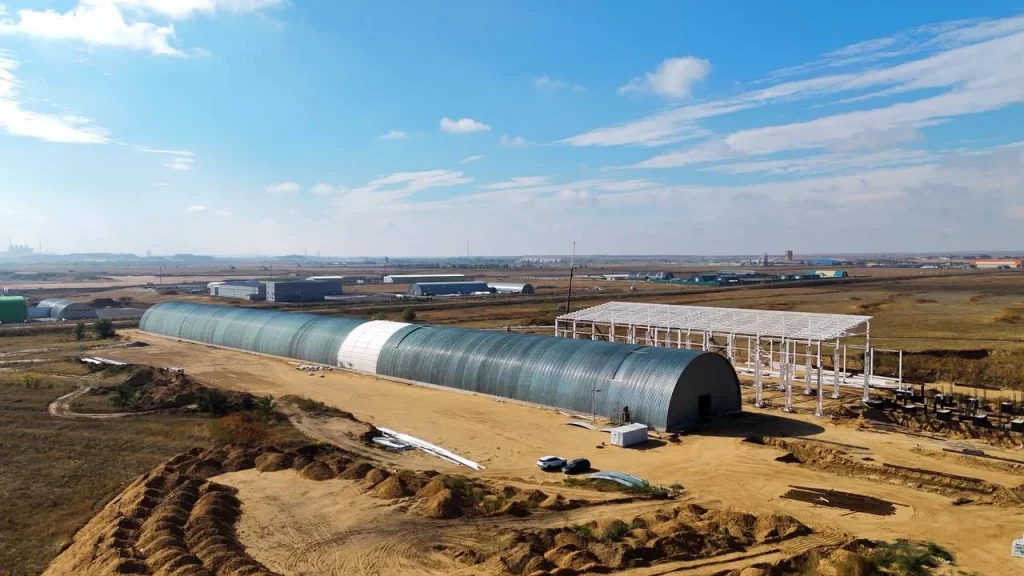 Construction site of vehicle recycling facility funded by recycling fees in Aktobe