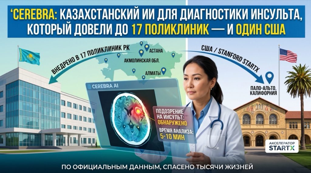 Cerebra: инсульт диагностикасына арналған қазақстандық ИИ 17 емханаға және бір АҚШ-қа жеткізілді