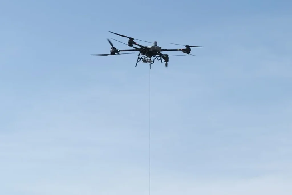 Freedom Drive cargo delivery drone Freedom Drive cargo delivery drone in flight during autonomous testing