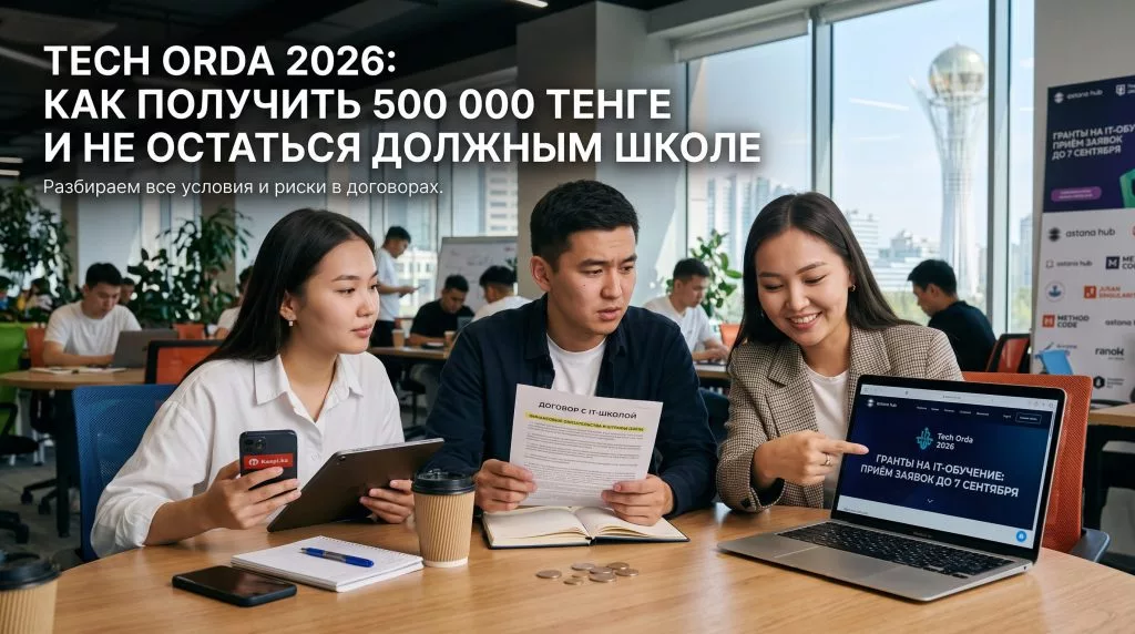 Tech Orda 2026: как получить до 500 тысяч тенге на IT-курс и не остаться должным школе