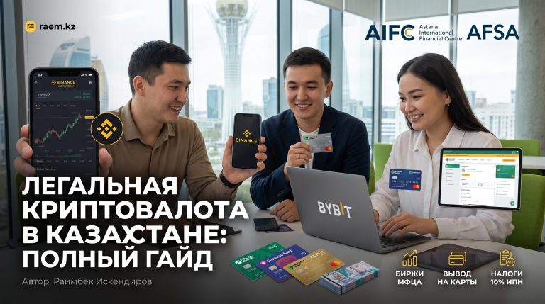 Легальный крипторынок в Казахстане: гайд по биржам МФЦА, выводу на карты и налогам