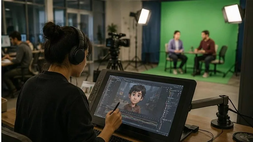 Digital animation creation process combining traditional drawing with 3D computing Animation production workflow and digital creative pipelines in Kazakhstani studios