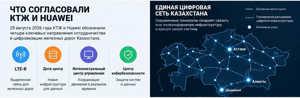 КТЖ строит «умную железную дорогу» с Huawei. Что изменят ИИ, LTE-R и новый центр управления