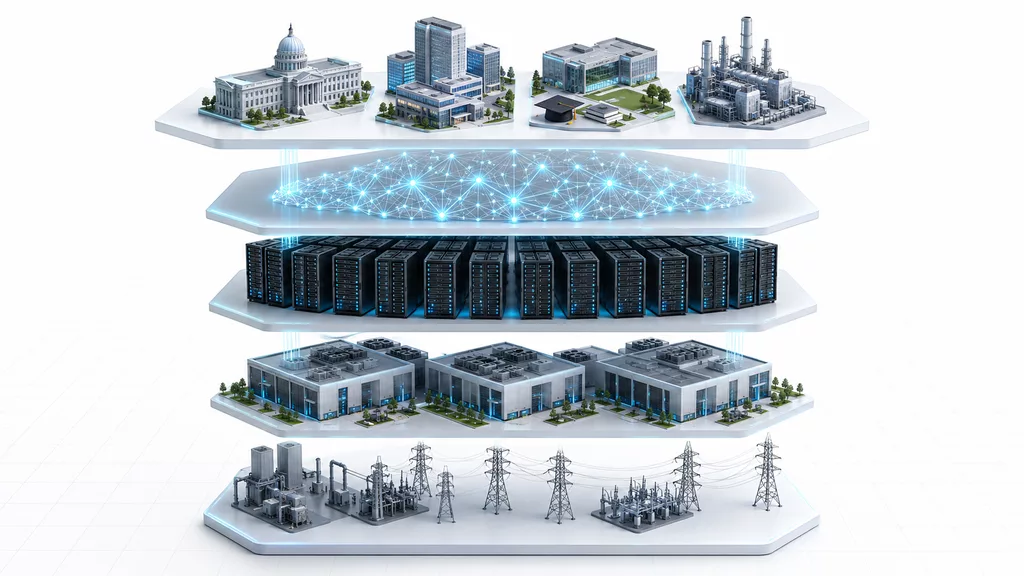 Illustration 1: Cloud datacenter server racks and high performance computing
