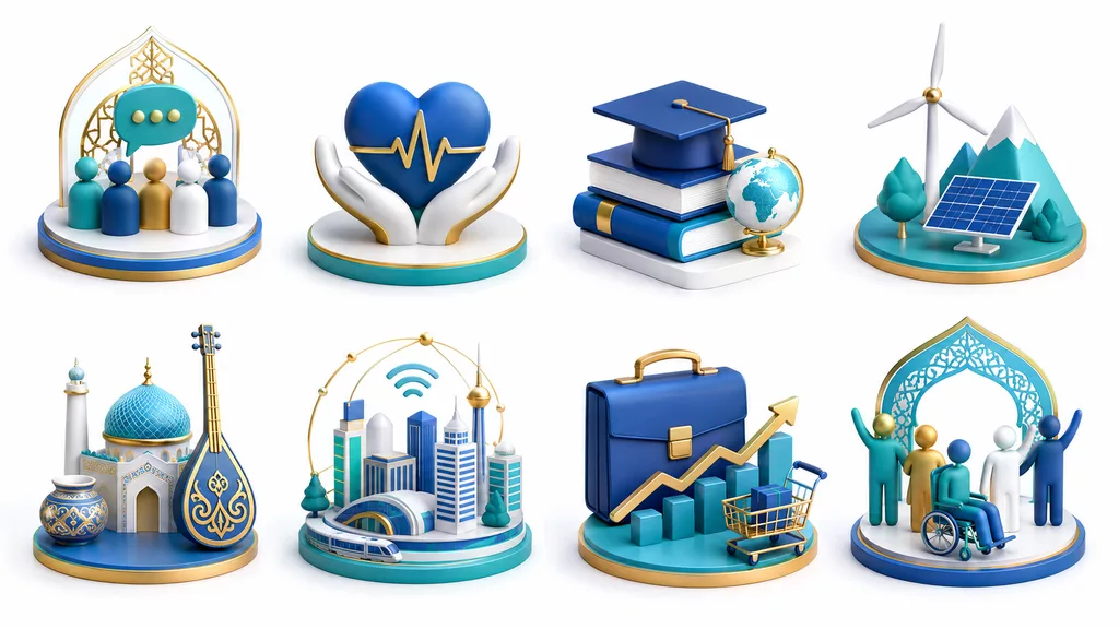 Eight global categories of World Summit Awards Infographic illustrating eight impact categories of the World Summit Awards