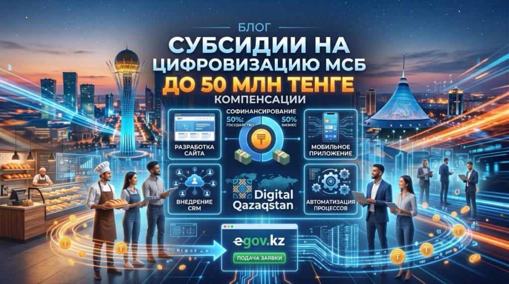 Субсидии на цифровизацию МСБ: до 50 млн тенге компенсации через Digital Qazaqstan